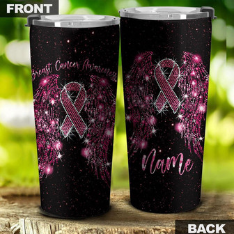 Personalized Sparkle Wings Breast Cancer Tumbler - Thegiftio UK