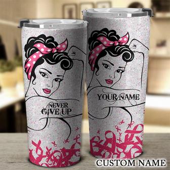 Personalized Strong Woman Breast Cancer Tumbler - Thegiftio