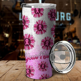 Personalized Sunflower Breast Cancer Tumbler - Thegiftio UK