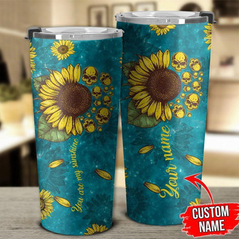 Personalized Sunflower Skull Tumbler - Thegiftio UK