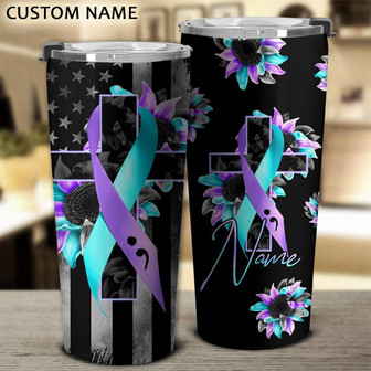 Personalized Sunflower Suicide Cross Tumbler - Thegiftio UK