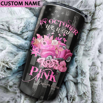 Personalized Truck Breast Cancer Tumbler - Thegiftio UK