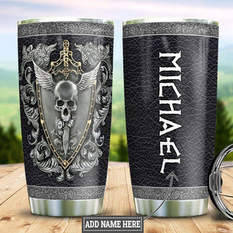 Personalized Viking Skull Sword Shield Stainless Steel Tumbler - Thegiftio