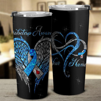 Personalized Wings Glitter Diabetes Tumbler - Thegiftio UK