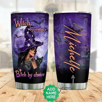 Personalized Witch Skull By Nature Stainless Steel Tumbler - Thegiftio UK