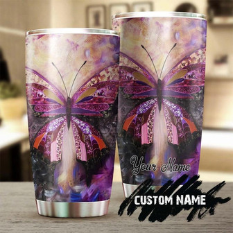 Pink Butterfly Art Personalized Tumblerbirthday Gift Christmas Gift For Butterfly Lover For Her - Thegiftio UK