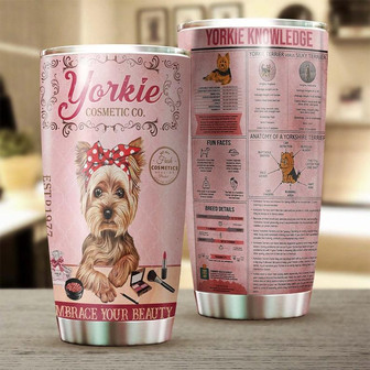 Pink Make Up Yorkshire Personalized Yorkshire Tumbler Mother'S Day Gift For Yorkie Mom Gift For Yorkie Loveryorkie Tumbler - Thegiftio UK