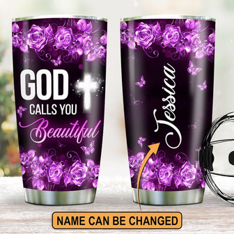 Pretty Personalized Butterfly Stainless Steel Tumbler God Calls You Beautiful - Thegiftio