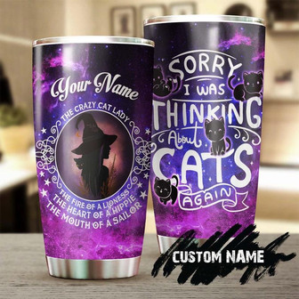 Pretty Witch Thinking About Cats Halloween Personalized Tumblercat Tumblergift For Cat Mom Gift For Cat Loverhalloween Gift For Her - Thegiftio