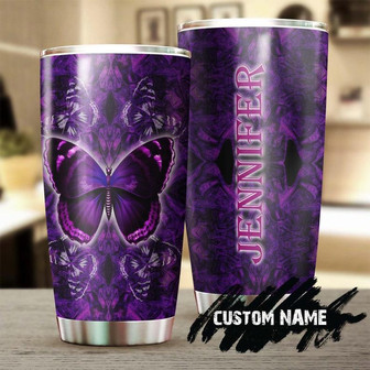 Purple Butterfly Personalized Tumblerbirthday Gift Christmas Gift For Butterfly Lover For Her - Thegiftio UK