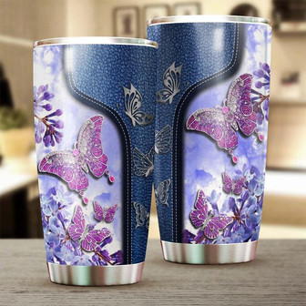 Purple Butterfly With Twinkle Gemstone Jewelry Style Tumblerbirthday Gift Christmas Gift For Butterfly Lover For Daughter - Thegiftio UK