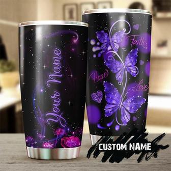 Gift For Her For Him, Butterfly Stainless Steel Tumbler 20oz, Purple Fairy Beautiful Butterfly Faith Hope Love Personalized Tumbler birthday Christmas Gift For Jesus Catholic Christians - Thegiftio UK