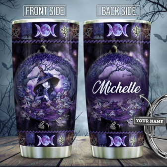 Purple Witch Personalized Stainless Steel Tumbler - Thegiftio UK
