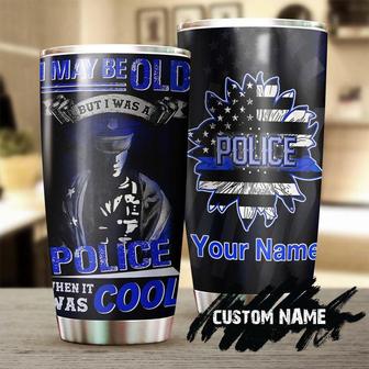 Retired Police Stainless Steel Tumbler 20oz, Grumpy Old Cop Personalized Tumbler,police Tumbler, birthday Christmas Gift For Dad Grandpa Police Present For Police Friend - Thegiftio UK