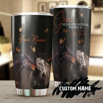 Romantic Couple Grow Old With Me The Best Is Yet To Be Personalized Tumblergift For Horse Lover Horse Ridergift For Lover Wife Husband - Thegiftio UK