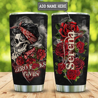 Roses Skull Zero Personalized Stainless Steel Tumbler - Thegiftio UK