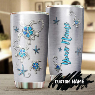Sea Turtle Flower Jewelry Style Personalized Tumblerunique Tumblerbirthday Christmas Gift For Turtle Lover - Thegiftio UK