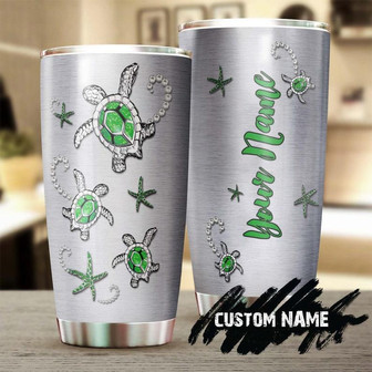 Sea Turtle Jewelry Style Green Personalized Tumblerunique Tumblerbirthday Christmas Gift For Turtle Lover - Thegiftio UK