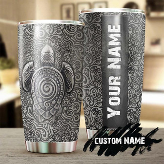 Gift For Turtle Lover, Sea Turtle Maori Metal Style Personalized Stainless Steel Tumbler 20oz Tumbler, unique Tumbler birthday Christmas - Thegiftio