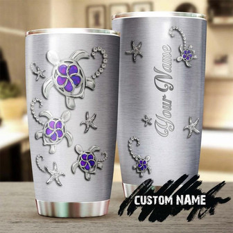 Sea Turtle Purple Flower Jewelry Style Personalized Tumblerunique Tumblerbirthday Christmas Gift For Turtle Lover - Thegiftio UK