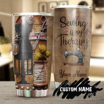 Gift For Women, Sewing Is My Therapy Personalized Stainless Steel 20oz Tumbler Sewing Tumbler Birthday Gift Sewing Gift Sewer Present - Thegiftio UK
