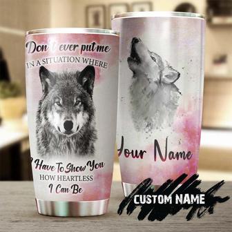 Gift For Her For Him Show You How Heartless I Can Be Personalized Steel 20oz Tumbler Wolf Lover Tumbler Birthday Gift Unique Present - Thegiftio UK