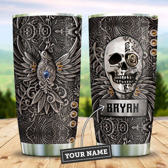 Silver Style Phoenix Skull Personalized Stainless Steel Tumbler - Thegiftio UK