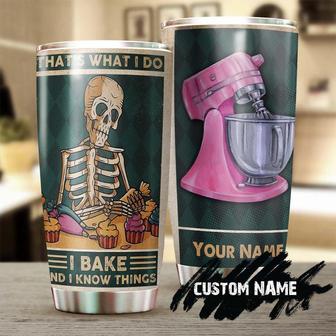 Skull Baker Vintage Personalized Stainless Steel Tumbler Baking Tumbler Baker Gift Gift For Her Women Baking Gift - Thegiftio