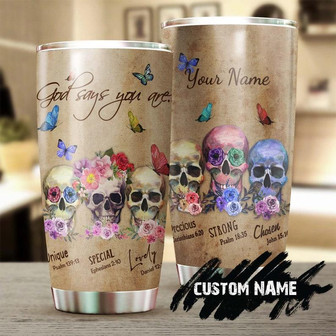 Skull Bible God Says Catholic Gift Christian Gift Personalized Tumblerskull Tumblerskull Birthday Gift Christmas Gift For Her For Him - Thegiftio UK