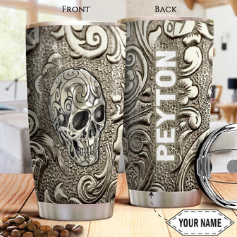 Skull Bronze Style Personalized Stainless Steel Tumbler - Thegiftio