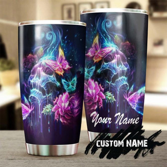 Skull Butterfly Blue Fairy Unique Cool Personalized Fancy Unique Tumblerskull Tumblerskull Birthday Gift Christmas Gift For Her For Him - Thegiftio