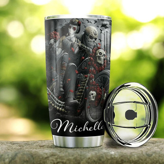 Skull Couple Personalized Stainless Steel Tumbler - Thegiftio UK
