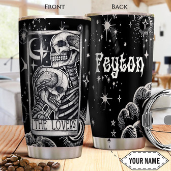 Skull Couple Tattoo Personalized Stainless Steel Tumbler - Thegiftio UK