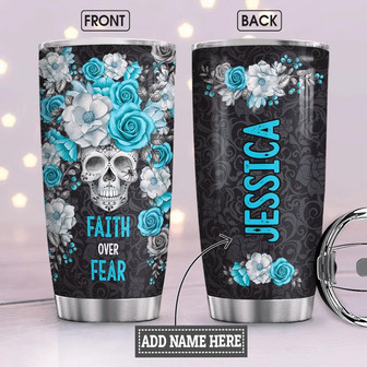 Skull Faith Personalized Stainless Steel Tumbler - Thegiftio UK