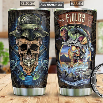Skull Fishing Personalized Stainless Steel Tumbler - Thegiftio UK