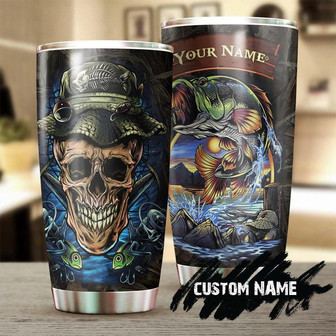 Skull Fishing Unique Cool Personalized Fancy Unique Tumblerskull Tumblerskull Birthday Gift Christmas Gift For Her For Him - Thegiftio UK