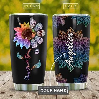 Skull Flower Personalized Stainless Steel Tumbler - Thegiftio UK