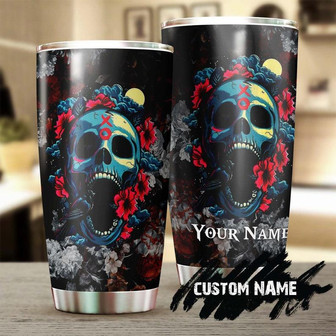 Skull Flower Small Bird Personalized Fancy Unique Tumblerskull Tumblerskull Birthday Gift Christmas Gift For Her For Him - Thegiftio