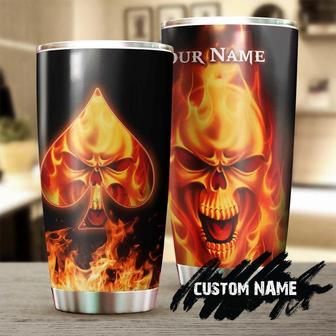 Skull Heart On Fire Cool Fancy Unique Personalized Tumblerskull Tumblerskull Birthday Gift Christmas Gift For Her For Him - Thegiftio UK
