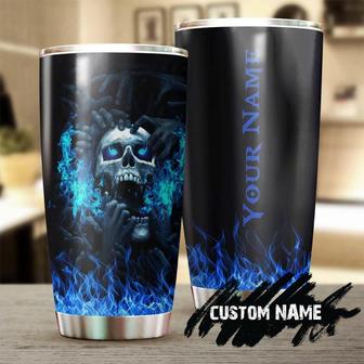 Skull Hell Blue Fire Personalized Fancy Unique Tumblerskull Tumblerskull Birthday Gift Christmas Gift For Her For Him - Thegiftio UK