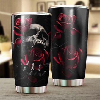 Skull Holding Rose Fancy Cool Tumblerskull Tumblerskull Birthday Gift Christmas Gift For Her For Him - Thegiftio UK