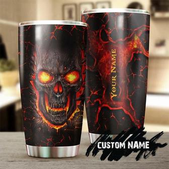 Skull In Fire Personalized Fancy Unique Tumblerskull Tumblerskull Birthday Gift Christmas Gift For Her For Him - Thegiftio UK