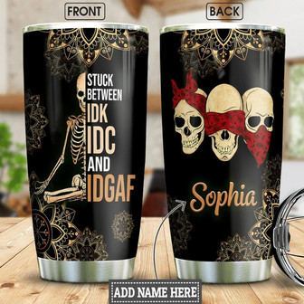 Skull Mandala Personalized Stainless Steel Tumbler - Thegiftio UK
