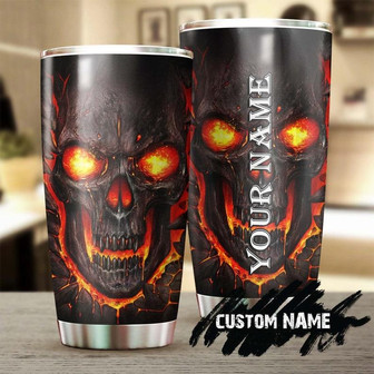Skull On Burning Fire Personalized Fancy Unique Tumblerskull Tumblerskull Birthday Gift Christmas Gift For Her For Him - Thegiftio UK