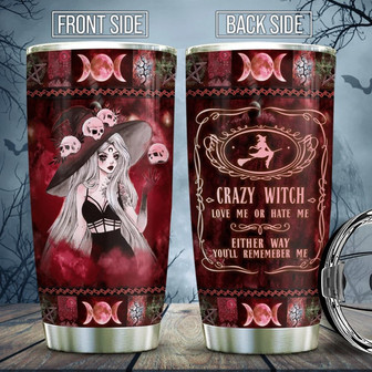 Skull Pretty Crazy Witch Stainless Steel Tumbler - Thegiftio