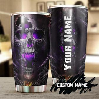 Skull Purple Fire Personalized Fancy Unique Tumblerskull Tumblerskull Birthday Gift Christmas Gift For Her For Him - Thegiftio UK