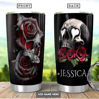 Skull Rose Personalized Stainless Steel Tumbler - Thegiftio UK