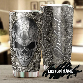 Skull Silver Style Personalized Tumblerskull Tumblerskull Birthday Gift Christmas Gift For Her For Him - Thegiftio UK