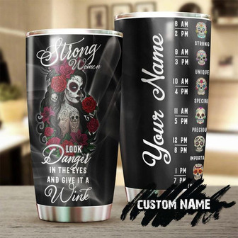 Gift For Her, Skull Strong Woman Stainless Steel Tumbler 20ozTumbler, She Looks Danger Eyes Personalized Fancy Unique Tumbler skull Birthday Gift Christmas - Thegiftio