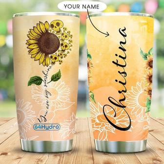 Skull Sunflower Personalized Stainless Steel Tumbler - Thegiftio UK